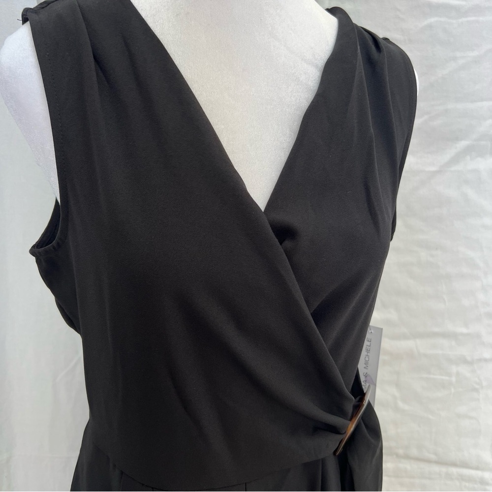NWT Emma & Michele black wrap sleeveless belted romper. - Picture 5 of 11